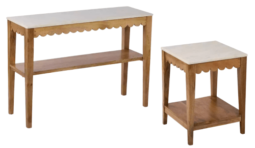 marble-topped tables