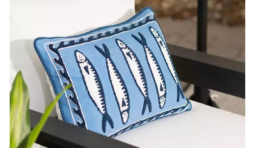 blue sardine pillow