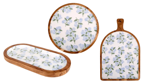 hydrangea print serving boards