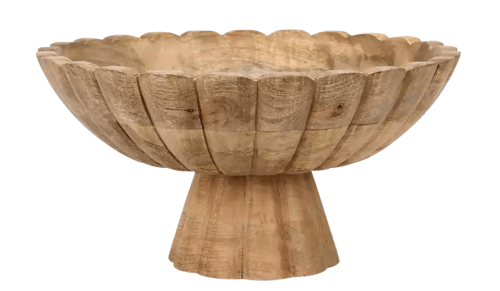 scalloped mango wood bowl