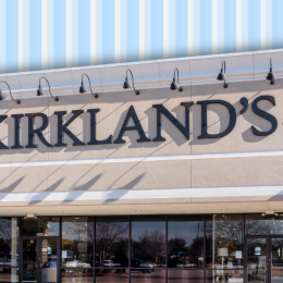 Kirkland's Home store with a light blue striped background