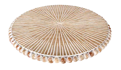 whitewashed beaded lazy Susan