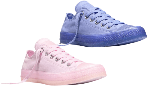 light pink or blue Converse sneakers