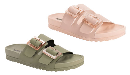 light pink or olive green slide sandals