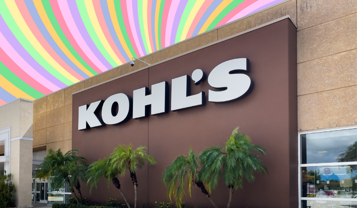 Kohl's store with a pastel swirl background