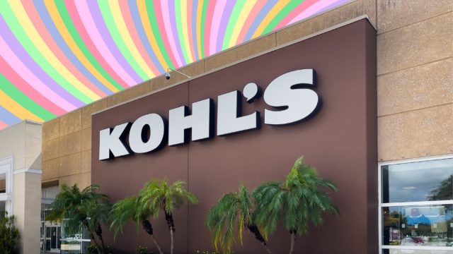 Kohl's store with a pastel swirl background