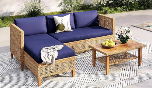 Wicker Patio Sofa Conversation Set