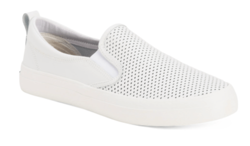 white slip-on sneakers