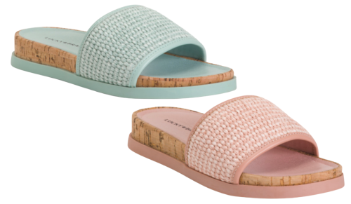 slide sandals in seafoam green or blush pink