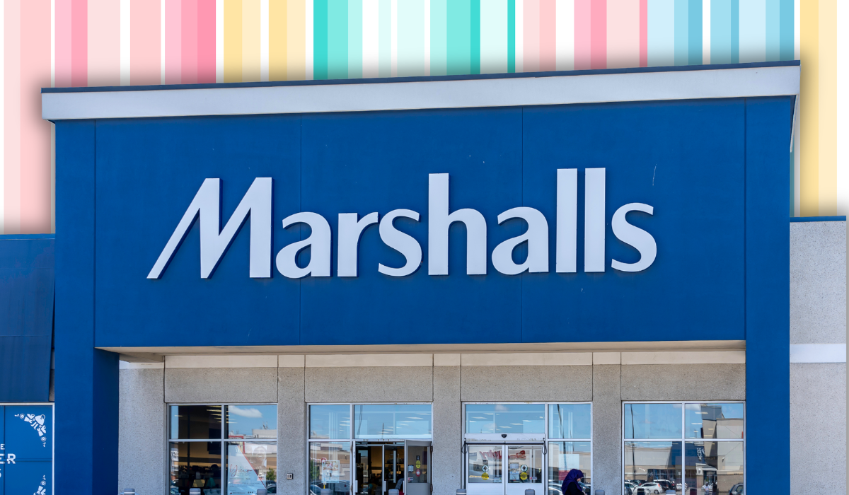 Marshalls store with a pastel striped background