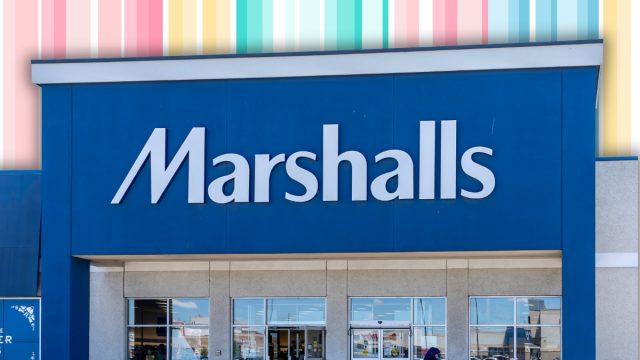 Marshalls store with a pastel striped background