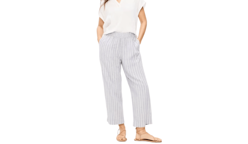 light gray striped linen pants