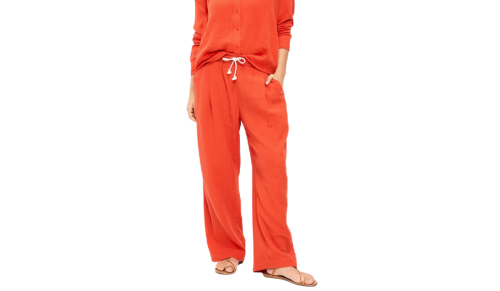 orange linen pants