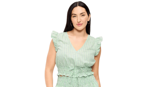 light green flutter sleeve blouse