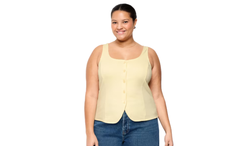 yellow sleeveless blouse