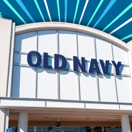 Old Navy store with a blue striped background