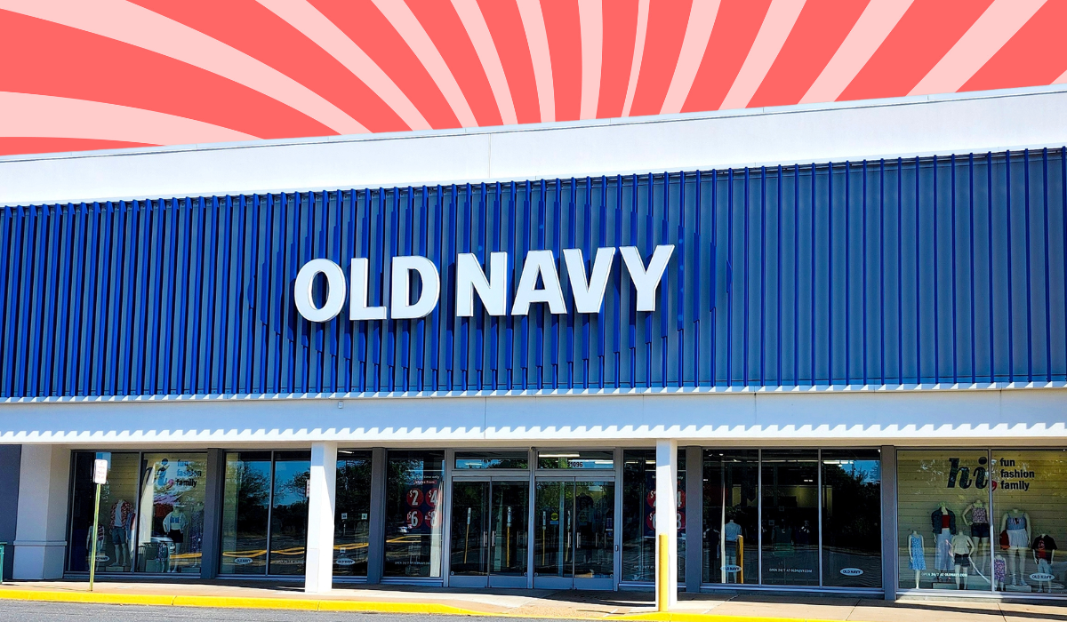 Old Navy store with a coral swirl background