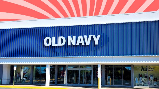 Old Navy store with a coral swirl background