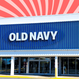 Old Navy store with a coral swirl background