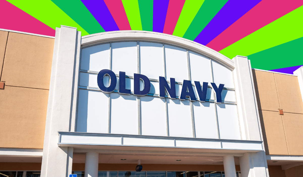 Old Navy store with a color burst background