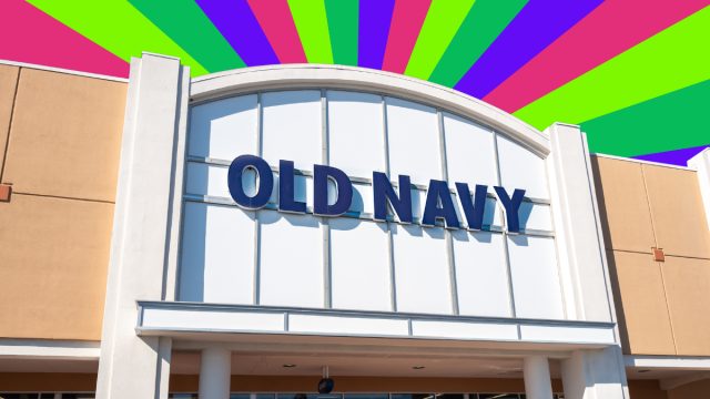 Old Navy store with a color burst background