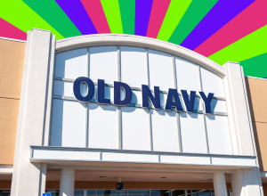Old Navy store with a color burst background