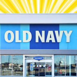 Old Navy storefront with a yellow background