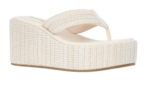 cream platform flip flops