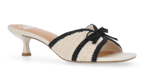 black and wide sandals with a heel