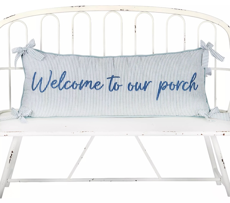 Welcome to Our Porch Striped Lumbar Pillow