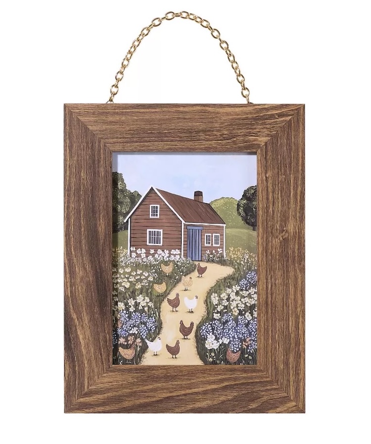 Red Shed Farmhouse Chickens Framed Wall Art