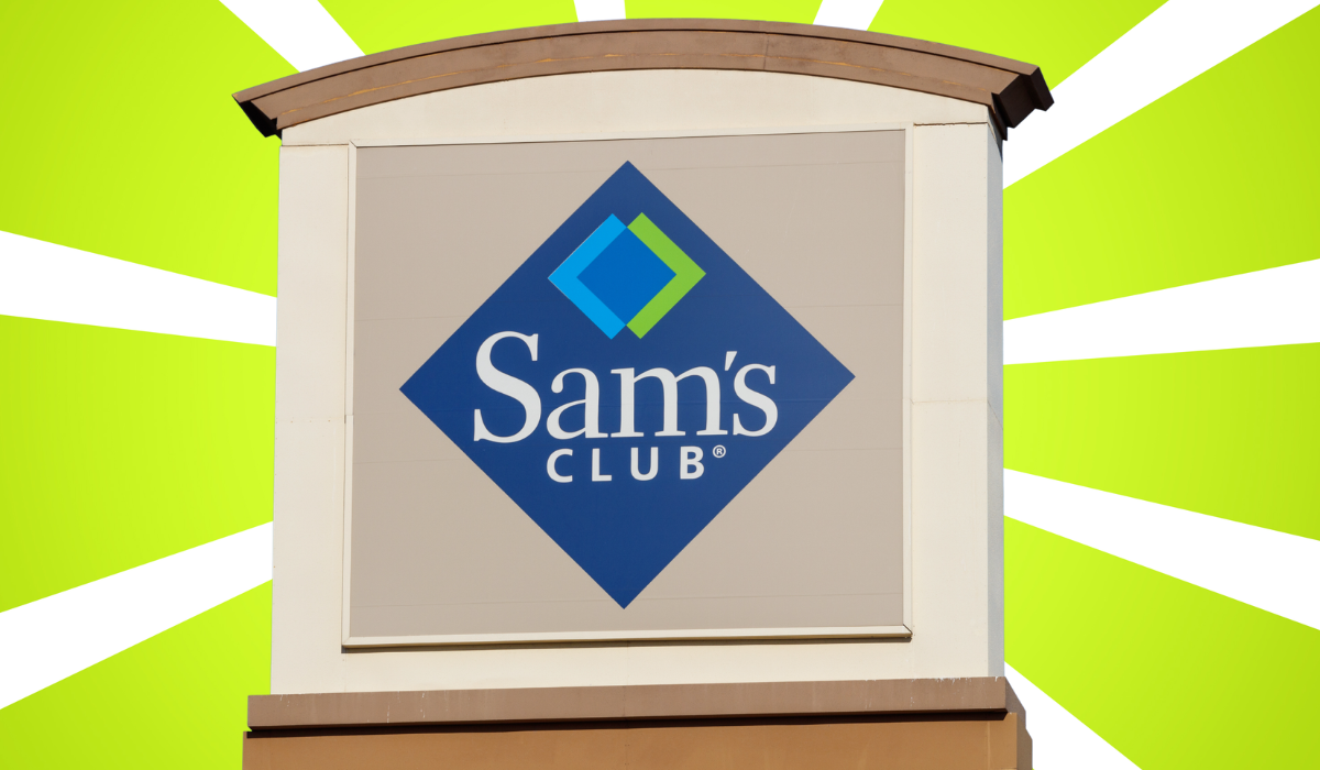 Sam's Club store sign with a neon green background