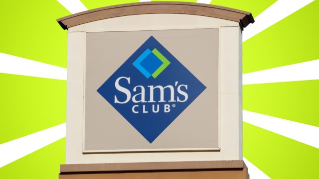 Sam's Club store sign with a neon green background