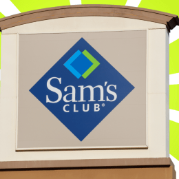Sam's Club store sign with a neon green background