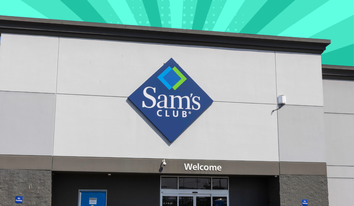 Sam's Club storefront with a teal background