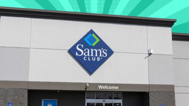 Sam's Club storefront with a teal background