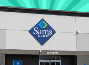 Sam's Club storefront with a teal background