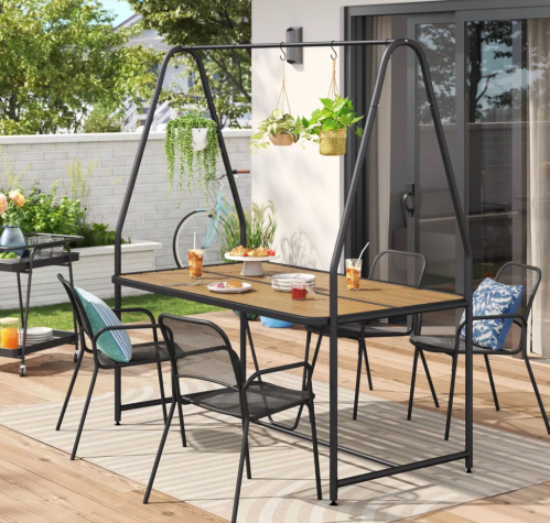 A-frame pergola outdoor dining table