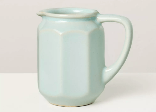 light teal stoneware beverage pitcher