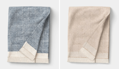 blue or beige lightweight throw blanket