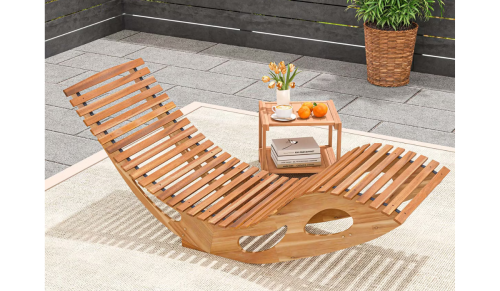 outdoor wooden reclining chair