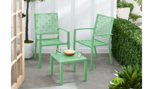 green outdoor bistro set