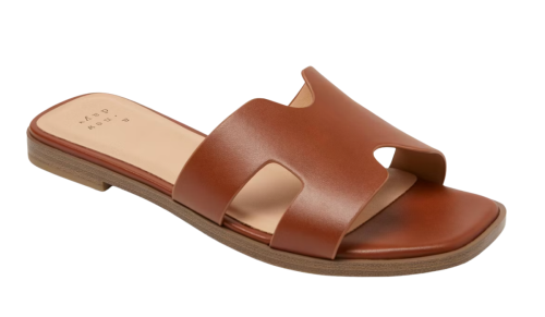 brown slide-on sandals