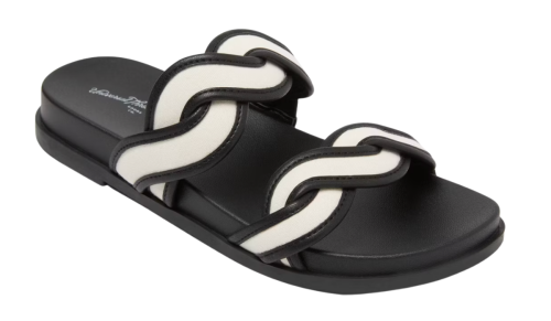 black and white sandals