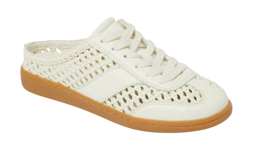 cream woven slide-on sneakers