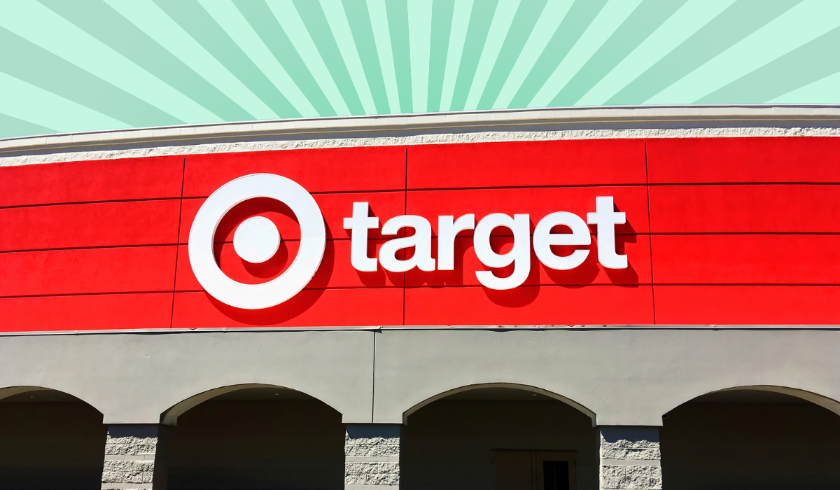 Target storefront with a light green background