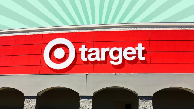 Target storefront with a light green background
