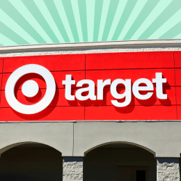 Target storefront with a light green background