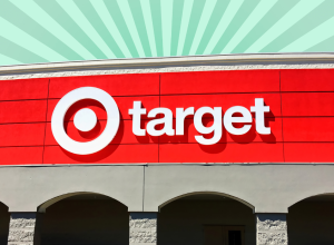 Target storefront with a light green background