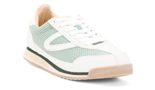seafoam green and white casual sneakers